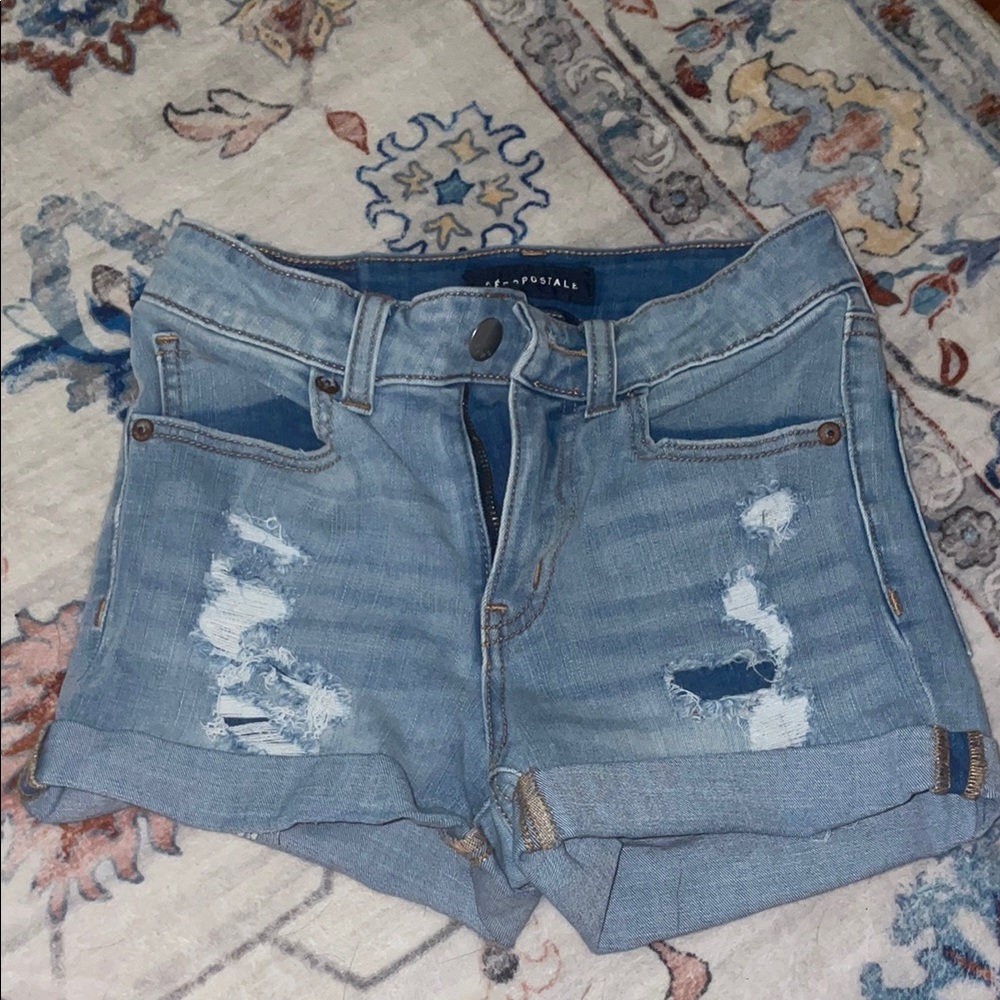 Aeropostale Light Blue Distressed Jean Shorts